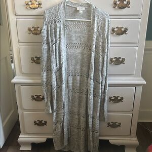 LOFT Outlet Gray Open-Knit Women's Sweater, Size Medium